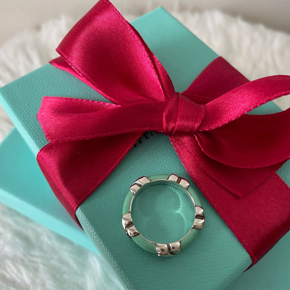 Tiffany and Co. Signature X Ring Blue Enamel Size 7 - Picture 2 of 10